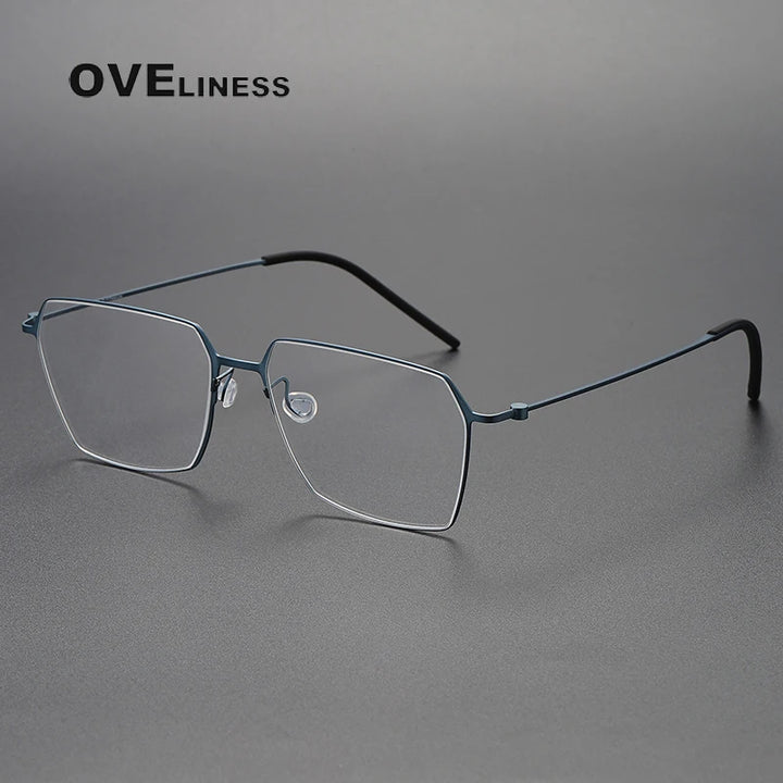 Oveliness Unisex Full Rim Flat Top Square Titanium Eyeglasses O5514 Full Rim Oveliness blue  