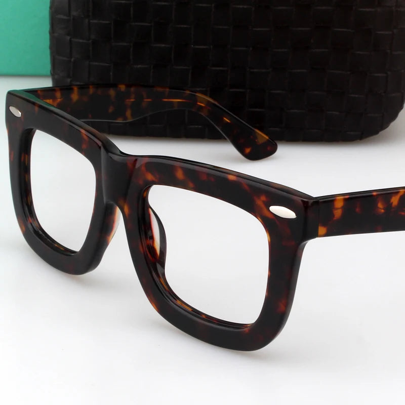 Cubojue Unisex Full Rim Big Square Acetate Reading Glasses 45963