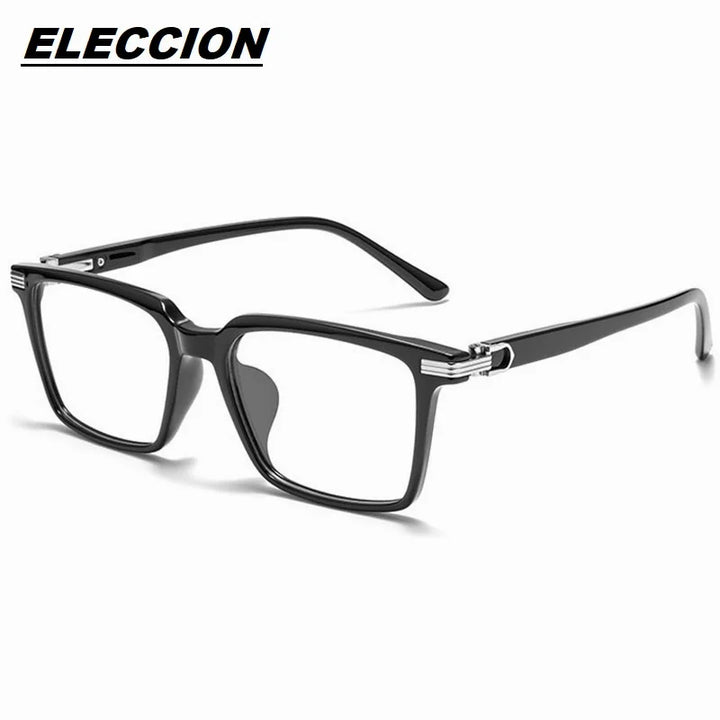 Eleccion Unisex Full Rim Square Tr 90 Titanium Eyeglasses 46688 Full Rim Eleccion Bright Black CHINA