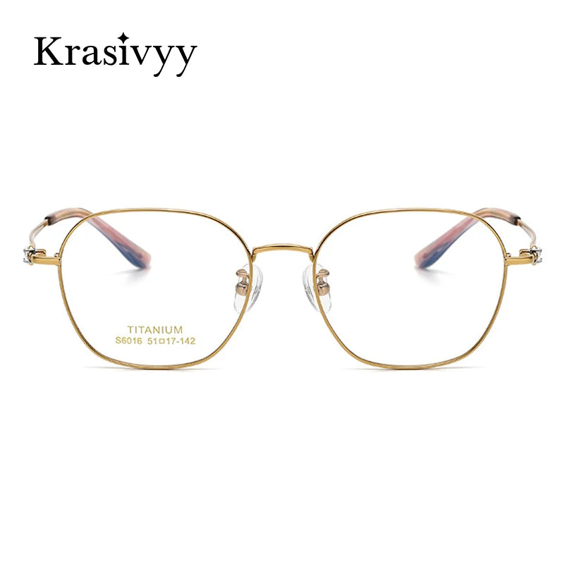 Krasivyy Women's Full Rim Flat Top Square Titanium Eyeglasses 6016 Full Rim Krasivyy   