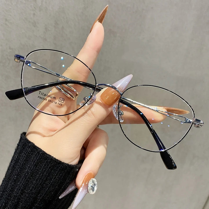 Yimaruili Unisex Full Rim Cat-Eye Pure Titanium Eyeglasses PZ-90309 — view 7 | Yimaruili at FuzWeb