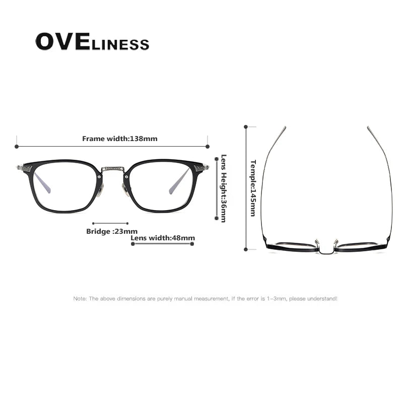 Oveliness Women's Full Rim Square Acetate Titanium Eyeglasses 3023 Full Rim Oveliness   