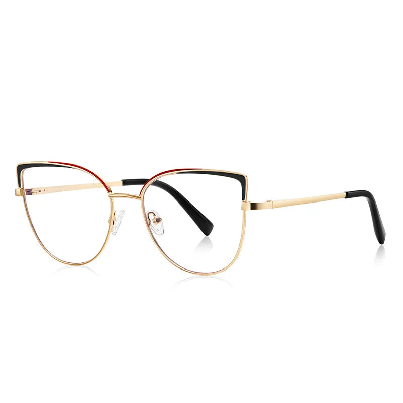 Laoyehui Women's Full Rim Square Cat Eye Alloy Reading Glasses L3103 Reading Glasses Laoyehui C1 0 