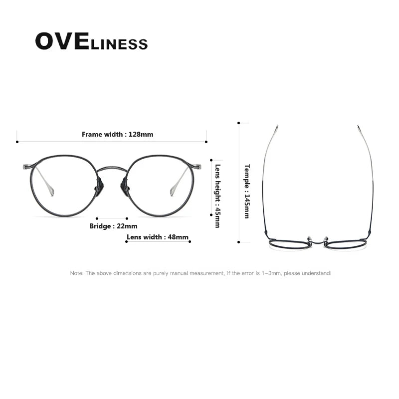 Oveliness Women's Full Rim Small Width Round Titanium Eyeglasses 153369