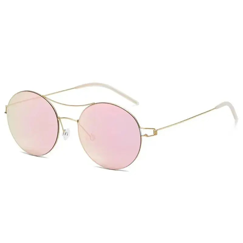 Aimee 820200 Unisex Double Bridge Full Rim Titanium Round Sunglasses FuzWeb