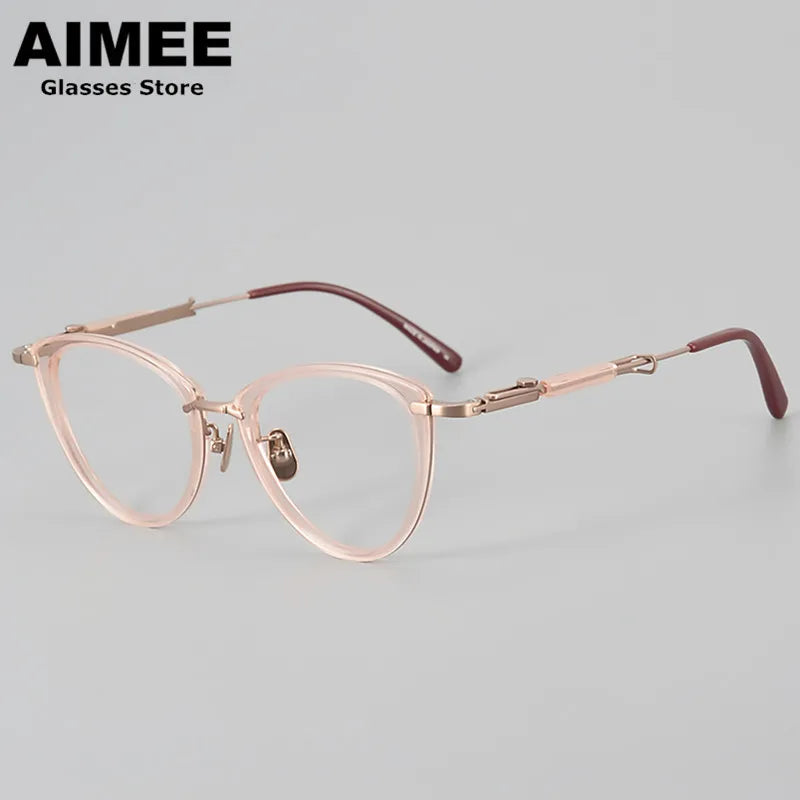 Aimee Women's Full Rim Cat Eye Titanium Acetate Eyeglasses 49142