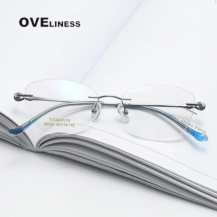 Oveliness Women's Rimless Square Cat Eye Titanium Eyeglasses 196003 Rimless Oveliness   