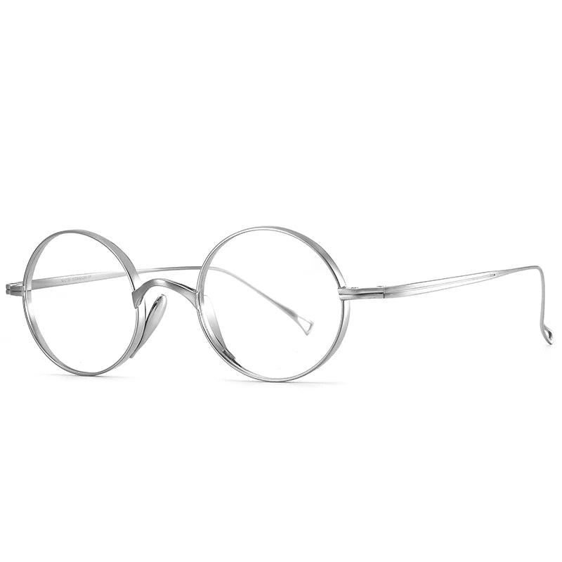 Bclear Unisex Full Rim Round Titanium Eyeglasses 1021 Full Rim Bclear Silver  