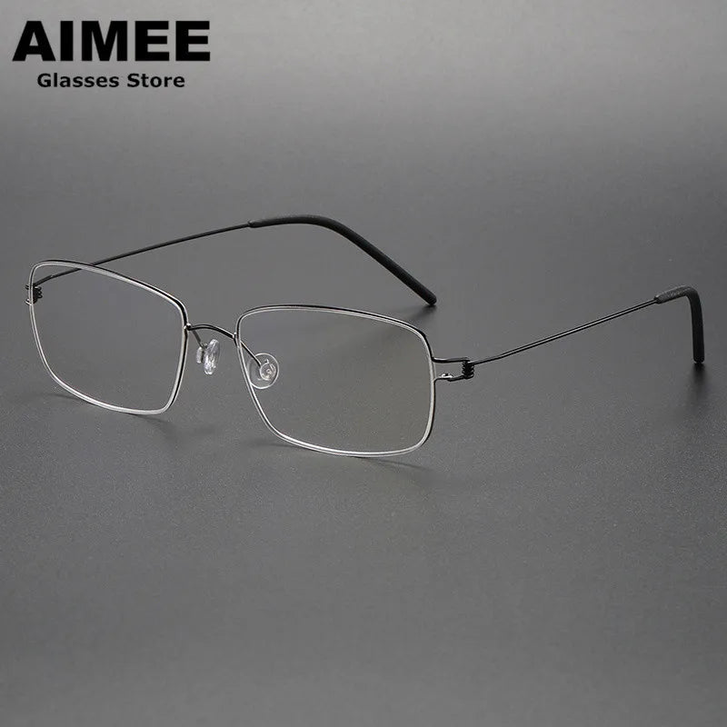 Aimee Unisex Full Rim Square Screwless Titanium Eyeglasses 5517 Full Rim Aimee Black-Silver  