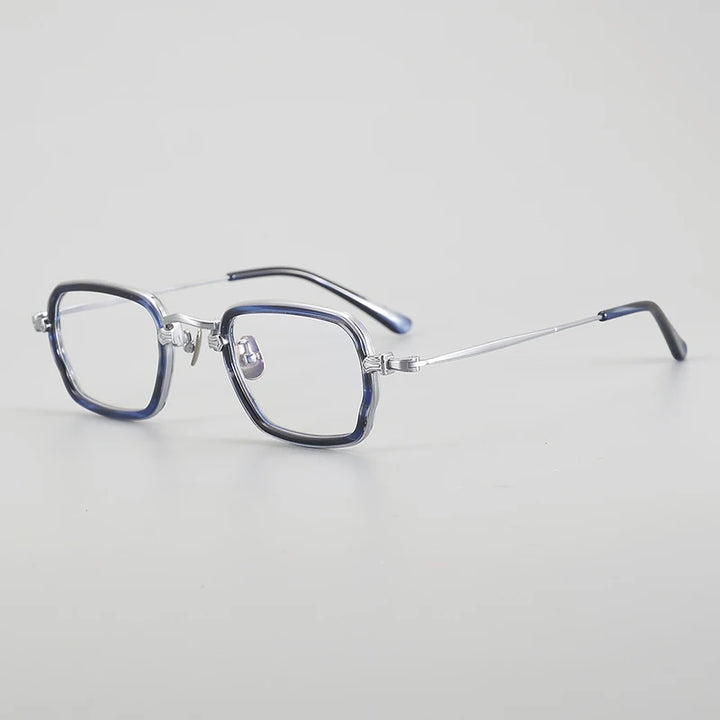 Aror Unisex Full Rim Square Titanium Acetate Eyeglasses 494198 Full Rim Aror Silvery Blue