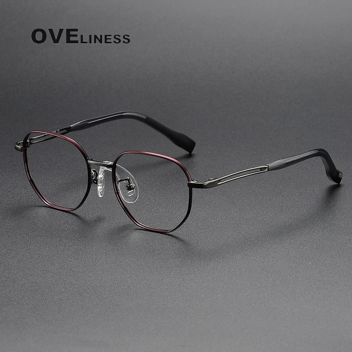 Oveliness Unisex Youth's Full Rim Oval Titanium Eyeglasses  O80942 Full Rim Oveliness red gun  