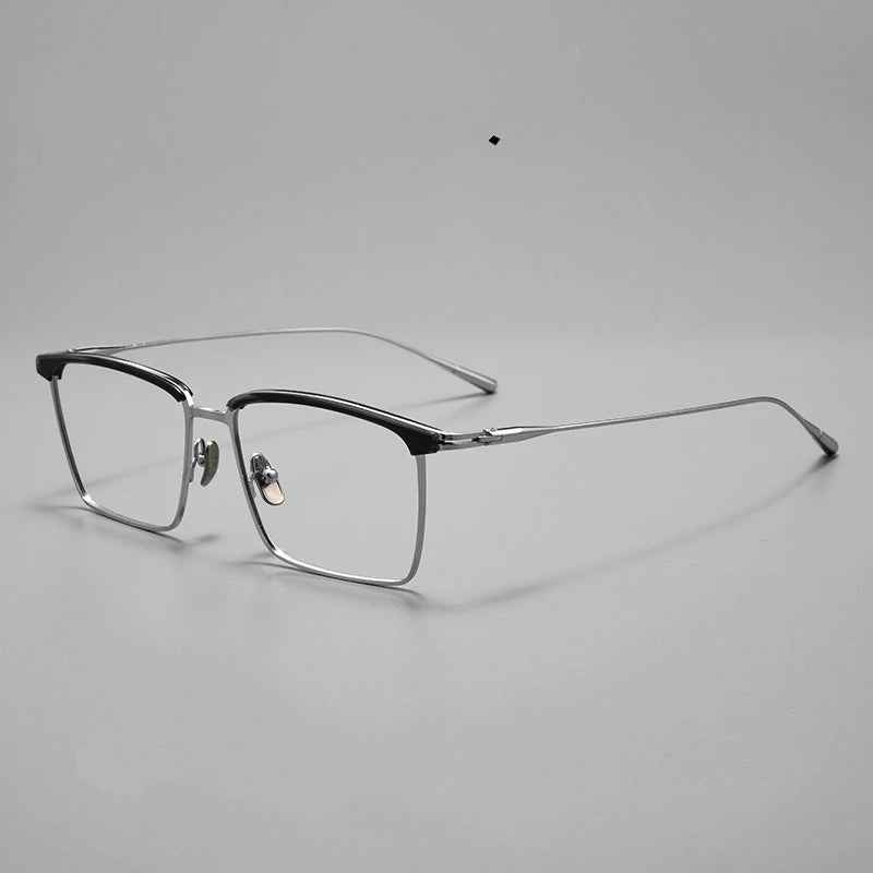Yimaruili Men's Full Rim Square Acetate Titanium Eyeglasses 88876