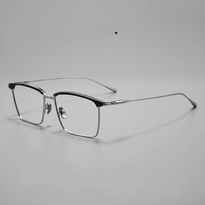 Yimaruili Men's Full Rim Square Acetate Titanium Eyeglasses 88876