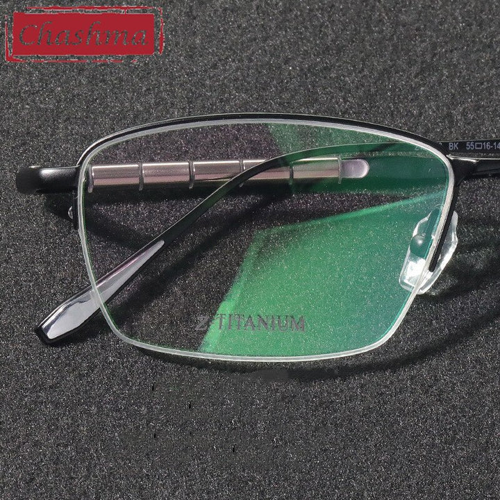 Chashma Men's Semi Rim Square Titanium Eyeglasses 7018 Semi Rim Chashma Black  