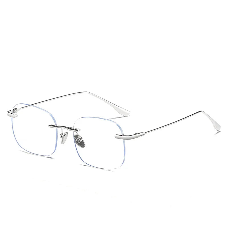 Handoer Women's Rimless Square Titanium Eyeglasses 99219 Rimless Handoer Silver