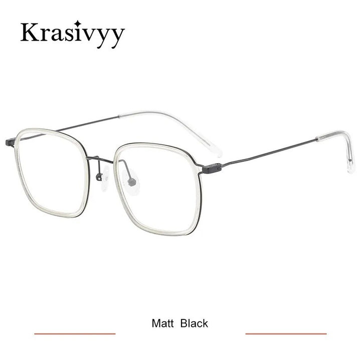 Krasivyy Men's Full Rim Square Tr 90 Titanium Eyeglasses Kr16044 Full Rim Krasivyy Matt Black CN 