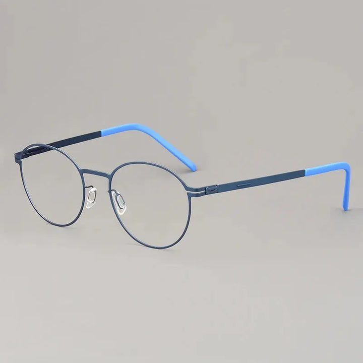 Bobbie 494420 Unisex Screwless  Full Rim Oval Round Steel Frames FuzWeb