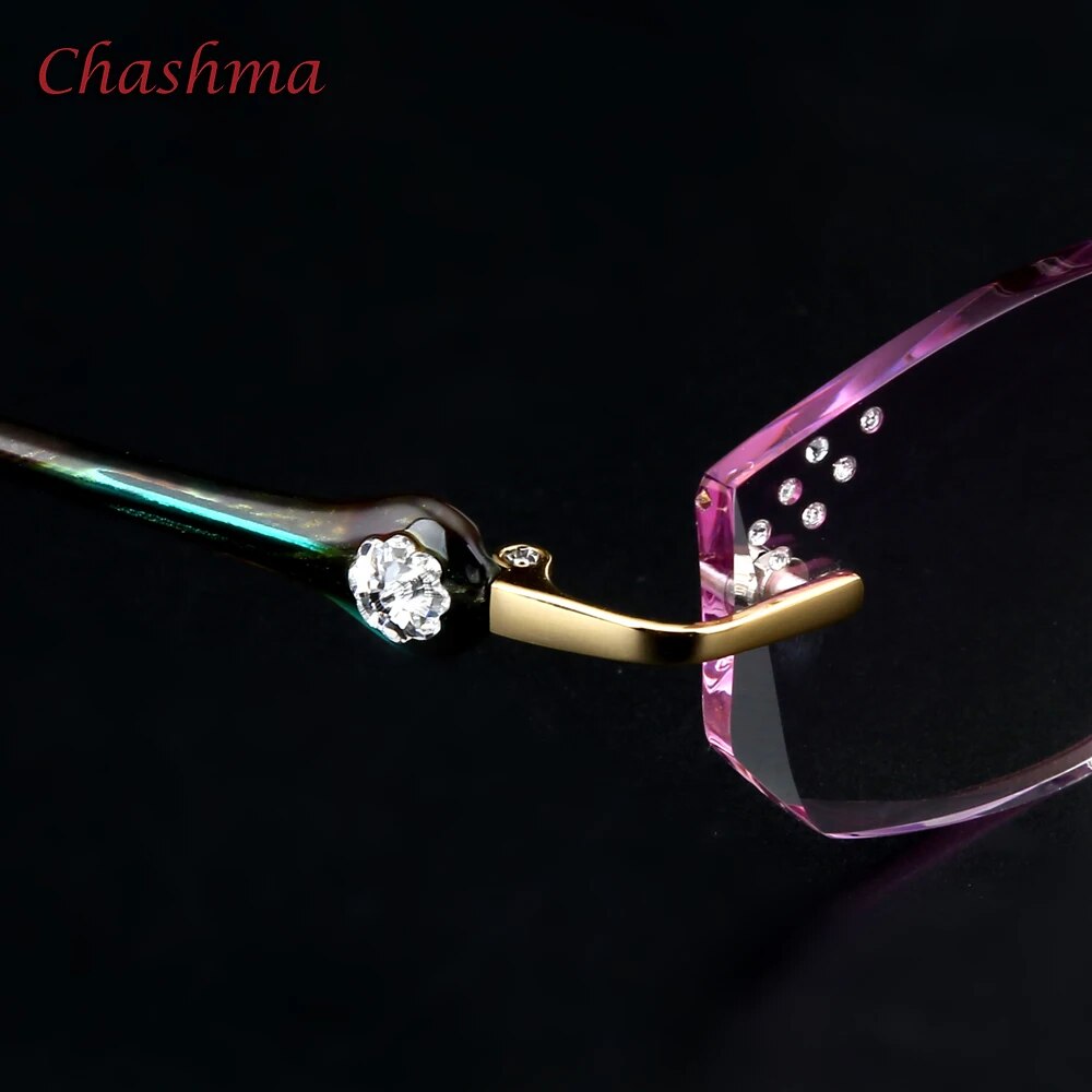 Chashma Ochki Women's Rimless Square Titanium Eyeglasses 77007 Rimless Chashma Ochki   
