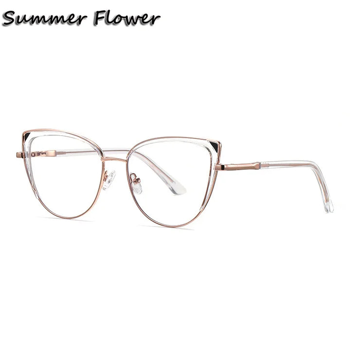 Summer Flower Women's Full Rim Oval Cat Eye Tr 90 Titanium Eyeglasses 31247