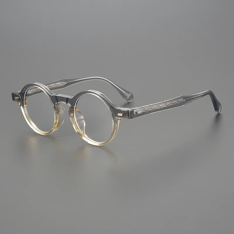 Hewei Unisex Full Rim Round Thick Acetate Eyeglasses 15023 Full Rim Hewei C5  