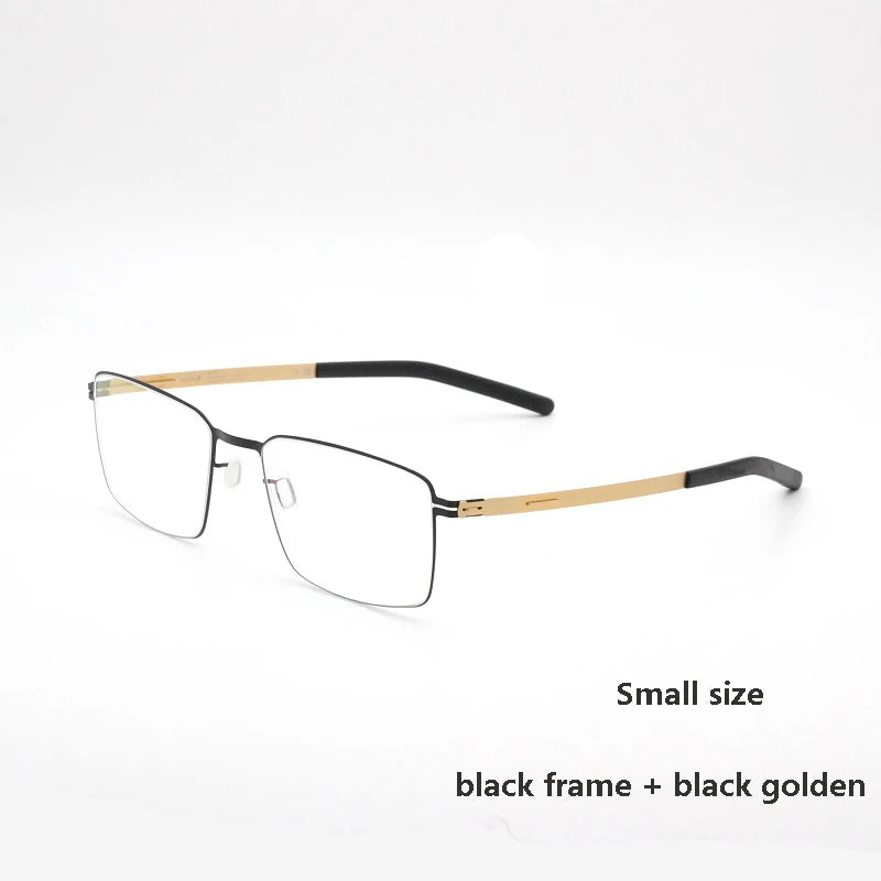 Aimee Unisex Full Rim Square Screwless Titanium Alloy Eyeglasses 13519 Full Rim Aimee Small Black Golden  