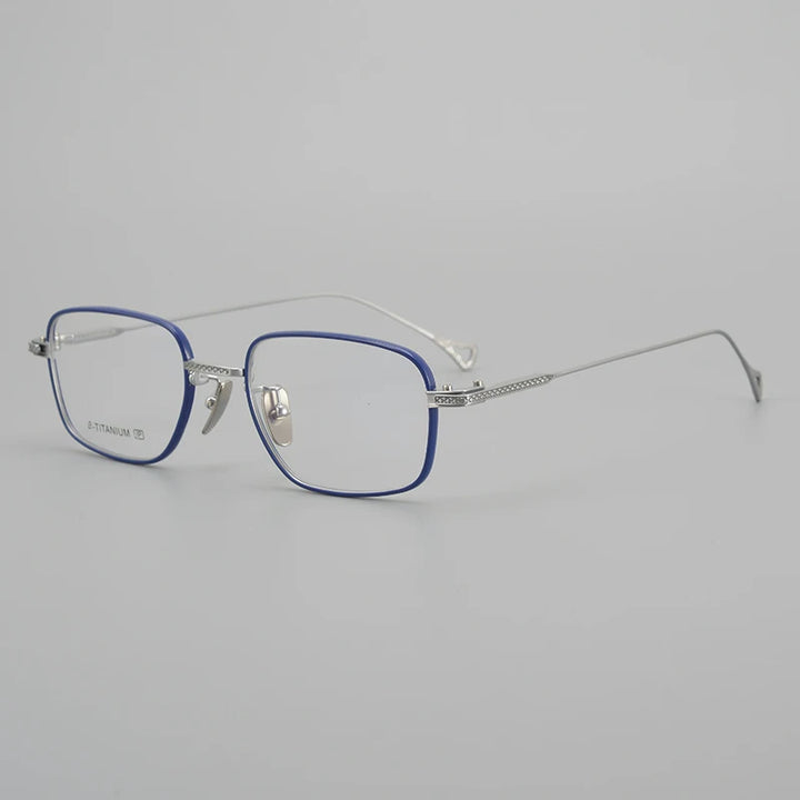 Muzz Unisex Full Rim Big Irregular Square Titanium Eyeglasses 2045 Full Rim Muzz Blue Silver