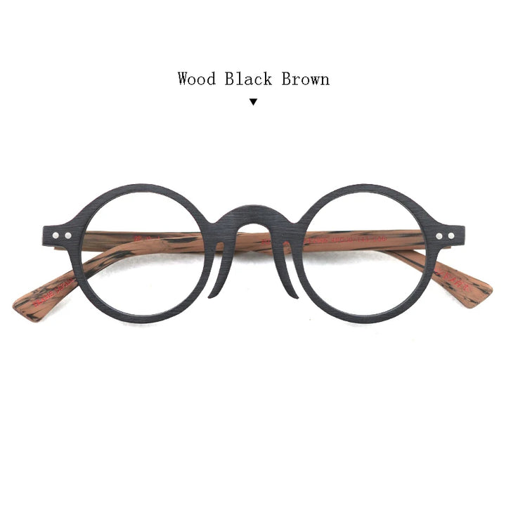 Hdcrafter Womens Full Rim Round Wood Frames 190600 — view 4 | Hdcrafter Eyeglasses at FuzWeb