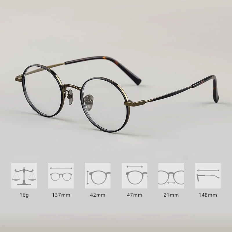 Hdcrafter Women's Full Rim Round Titanium Acetate Eyeglasses 698505