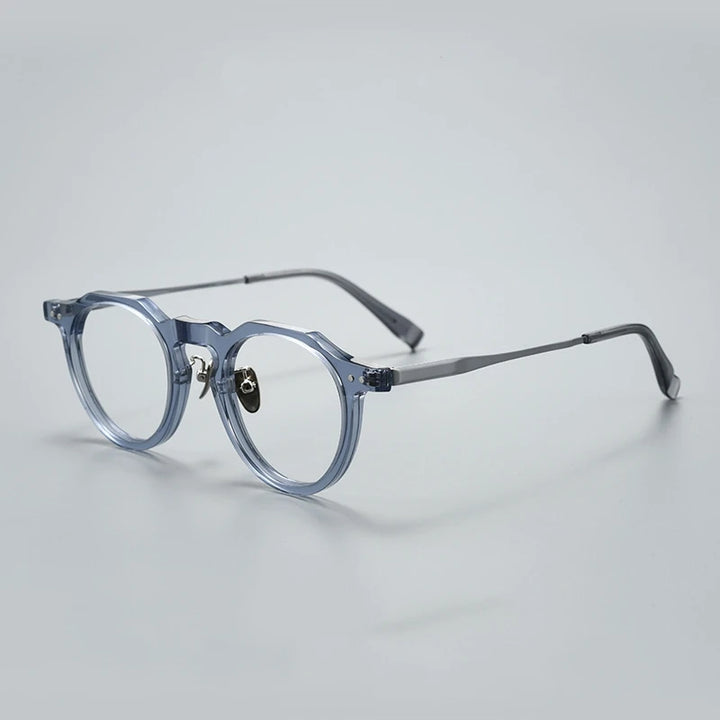 Yimaruili Women's Full Rim Flat Top Oval Acetate Titanium Eyeglasses 365731