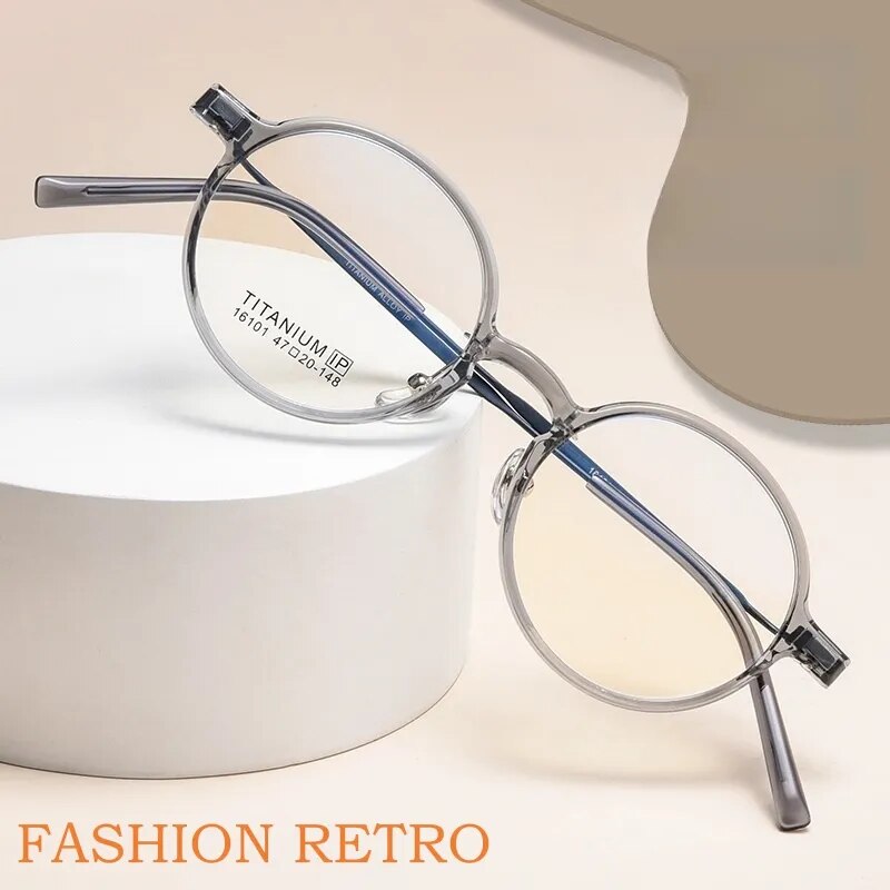 Yimaruili Unisex Full Rim Small Round Tr 90 Titanium Eyeglasses 16101x Full Rim Yimaruili Eyeglasses   