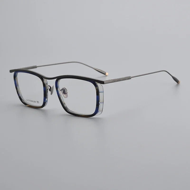 Aror Unisex Full Rim Big Square Acetate Titanium Eyeglasses 495053