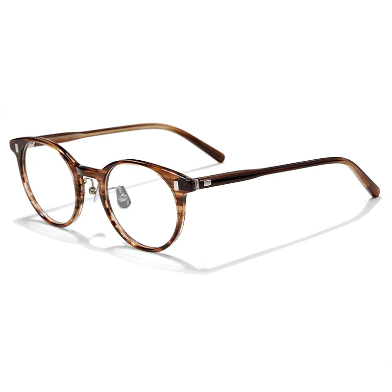 Hewei Unisex Full Rim Round Acetate Eyeglasses 7285 Full Rim Hewei   