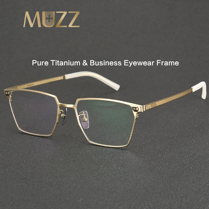 Muzz Men's Full Rim Polygon Square Titanium Eyeglasses 86008