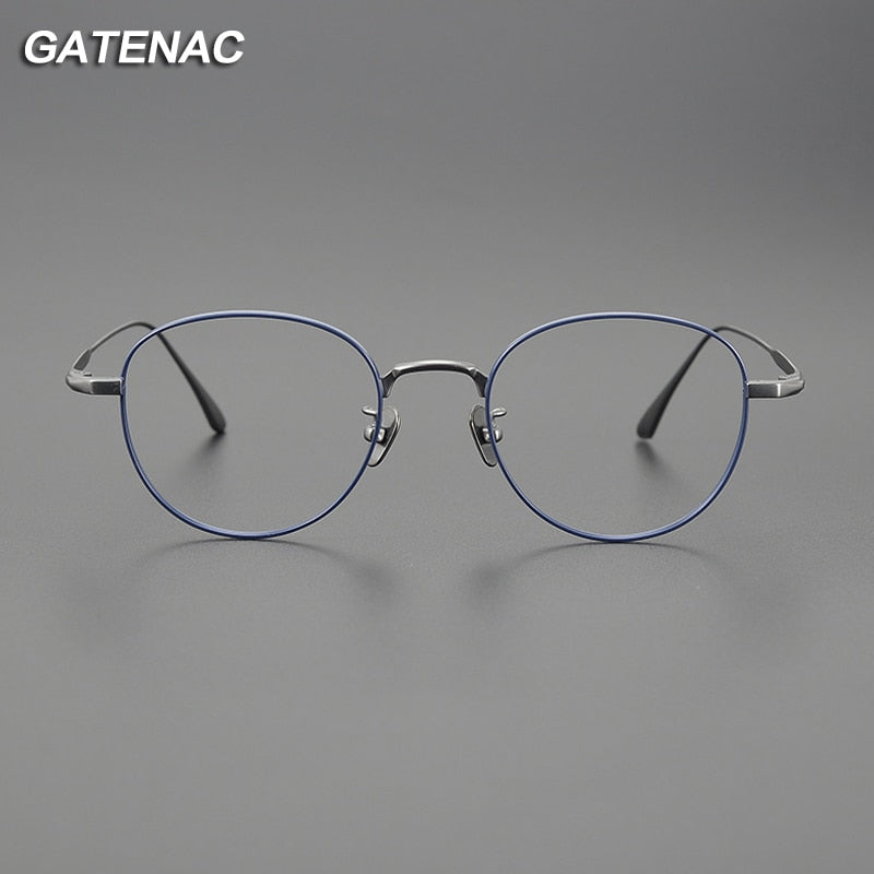 Gatenac Unisex Full Rim Round Titanium Eyeglasses Gxyj1098 Full Rim Gatenac   