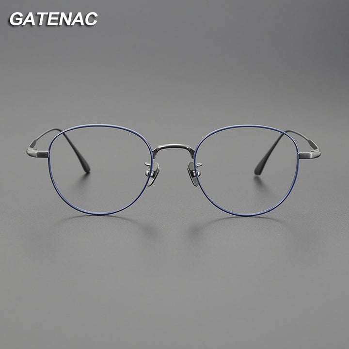 Gatenac Unisex Full Rim Round Titanium Eyeglasses Gxyj1098 Full Rim Gatenac   