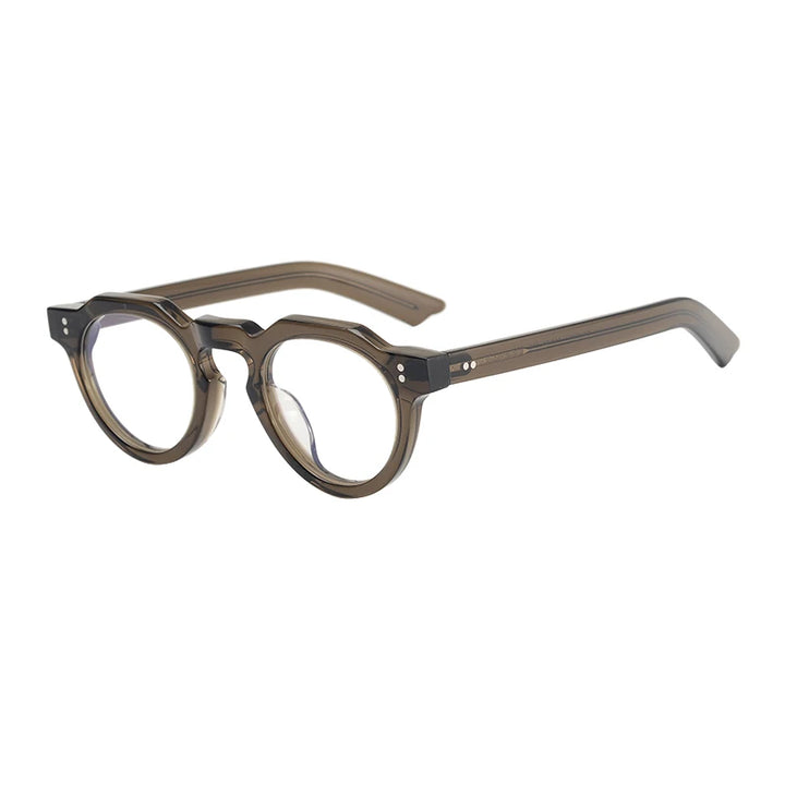 Nobler Unisex Full Rim Flat Top Polygon Acetate Eyeglasses 8006 Full Rim Nobler   