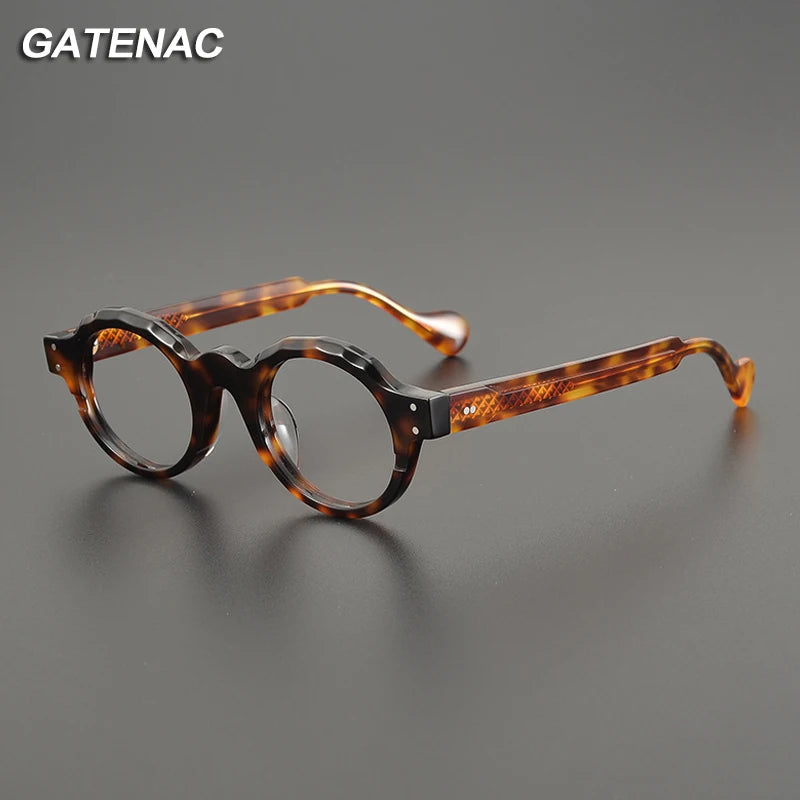 Gatenac Unisex Full Rim Round Acetate Eyeglasses Gxyj1170 Full Rim Gatenac   