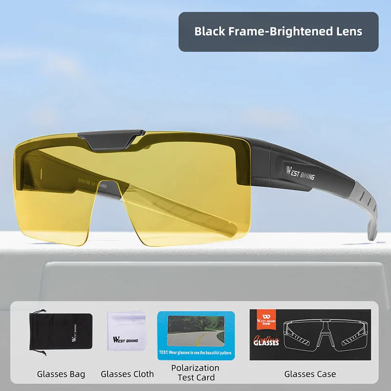 West Biking Unisex Semi Rim Square Flip Up Over Frame Polycarbonate Sunglasses 950703
