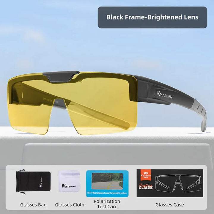 West Biking Unisex Semi Rim Square Flip Up Over Frame Polycarbonate Sunglasses 950703