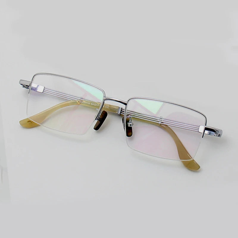 Black Mask Unisex Semi Rim Square Titanium Eyeglasses 200116