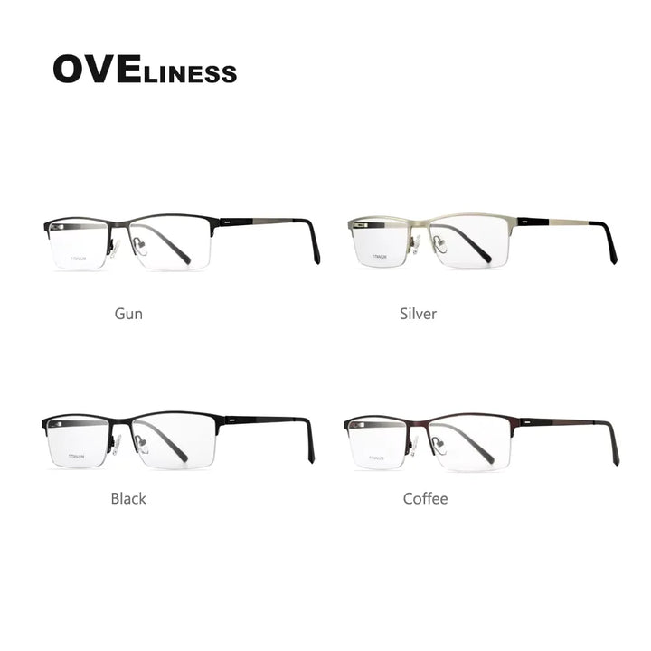 Oveliness Men's Semi Rim Square Titanium Alloy Eyeglasses 8839 Semi Rim Oveliness   