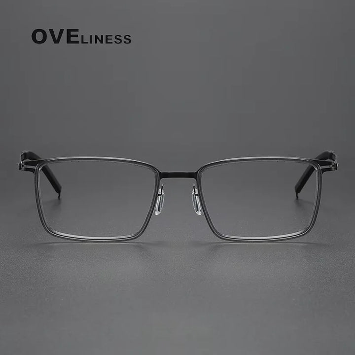 Oveliness Unisex Full Rim Square Acetate Titanium Eyeglasses 82018 Full Rim Oveliness