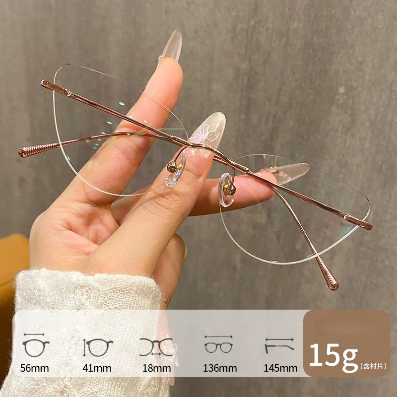Yimaruili Women's Cat Eye Rimless Cat Eye Titanium Eyeglasses 30944