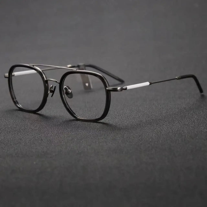 Momoja Women's Full Rim Square Double Bridge Titanium Eyeglasses 722108