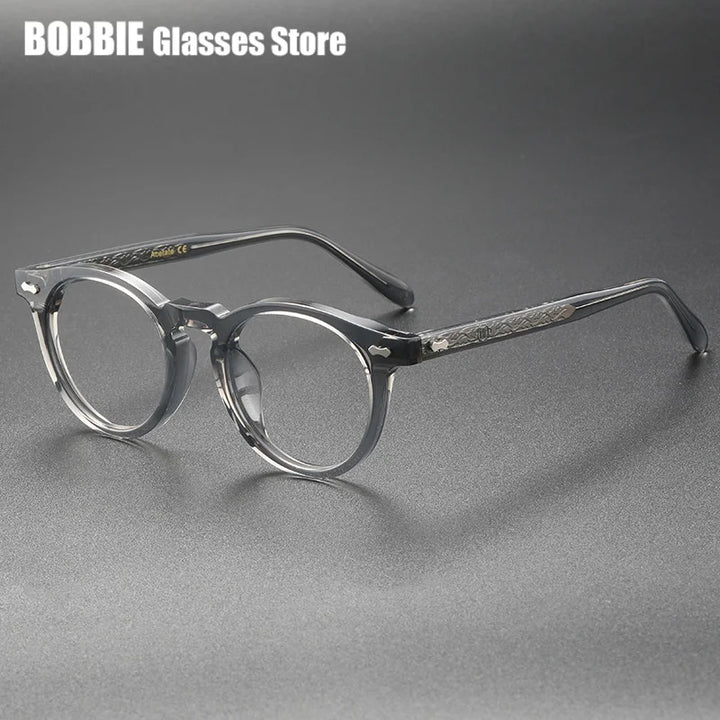 Bobbie Unisex Full Rim Oval Round Acetate Titanium Eyeglasses 765053