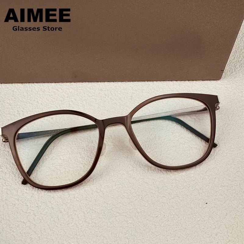 Aimee Women's Full Rim Square Acetate Titanium Eyeglasses 41851 Full Rim Aimee