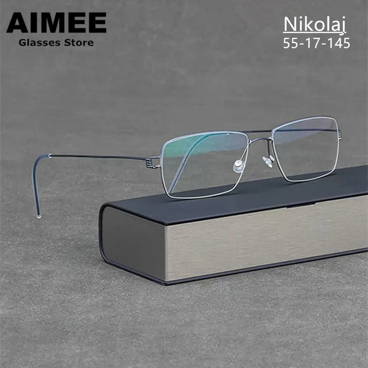 Aimee Unisex Full Rim Square Screwless Titanium Eyeglasses 5517 Full Rim Aimee   