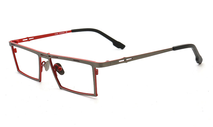 Muzz Unisex Full Rim Small Square Brow Line Titanium Eyeglasses T7760 Full Rim Muzz C3  