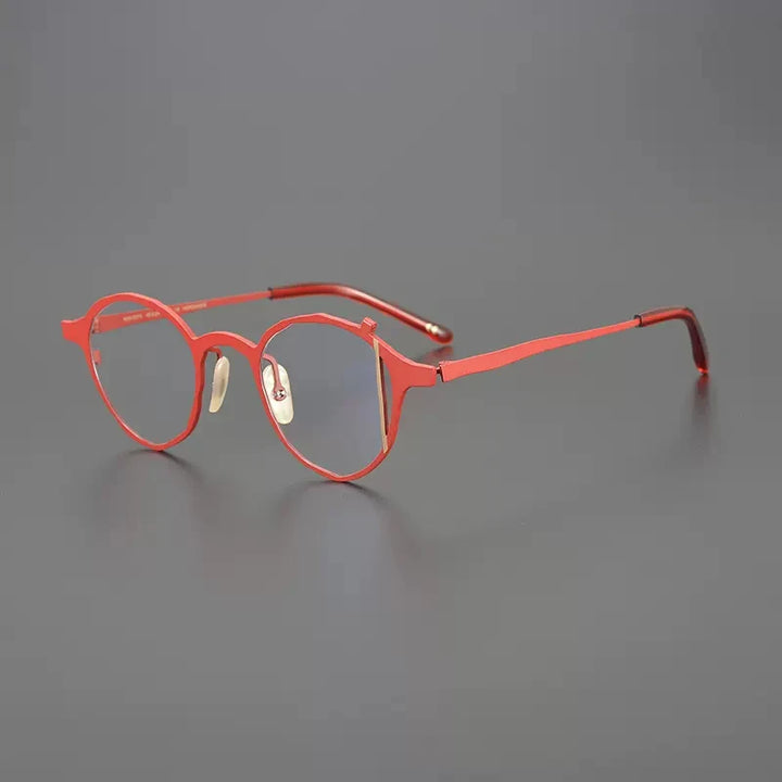 Gatenac Unisex Full Rim Round Titanium Eyeglasses Gxyj1221 Full Rim Gatenac Red  