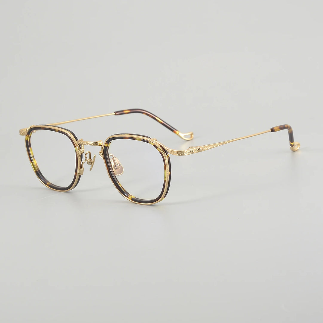 Muzz Unisex Full Rim Flat Top Round Titanium Acetate Eyeglasses 54917